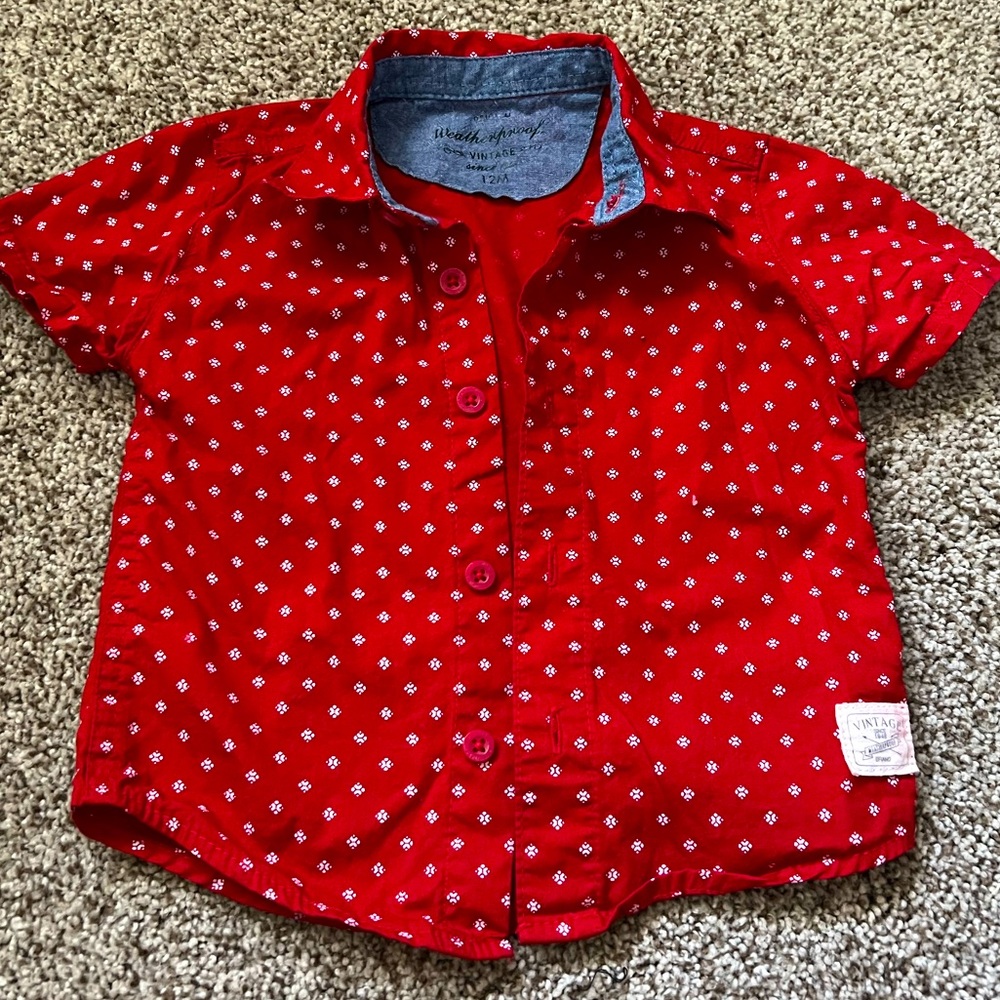 Button polo for baby boy. 12m. Red